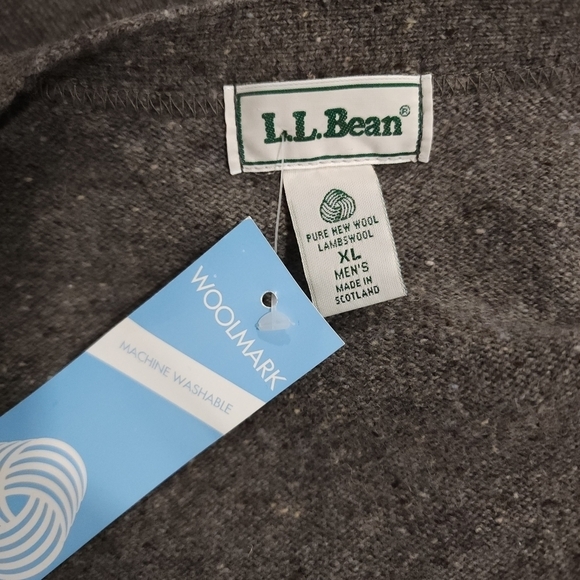 L.L.Bean Argyle Lambswool Vest Nwt Made in Ireland Size XL Grey - Picture 10 of 11